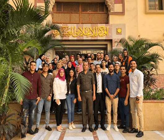 Students of the Faculty of Mass Communication, Nahda University, on a field trip to the administration of Moral Affairs in the Armed Forces